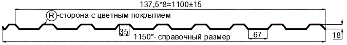 Фото: Профнастил МП20 х 1100 - R (Steelmatt-20-8017-0.4±0.08мм) в Фрязино