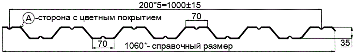 Фото: Профнастил НС35 х 1000 - A (PURMAN-20-Tourmalin-0.5) в Фрязино