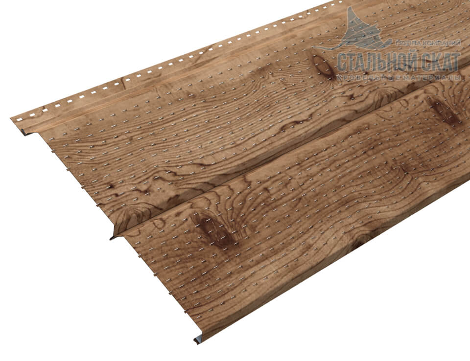 Софит перфор. Lбрус-XL-14х335 (ECOSTEEL_T-12-Золотой Орех-0.45)