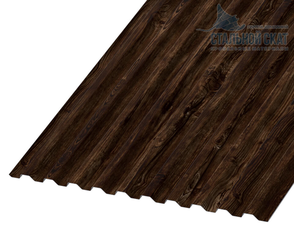 Профнастил С21 х 1000 - B Двусторонний (ECOSTEEL_MA_Д-12-Античный Дуб-0.45)